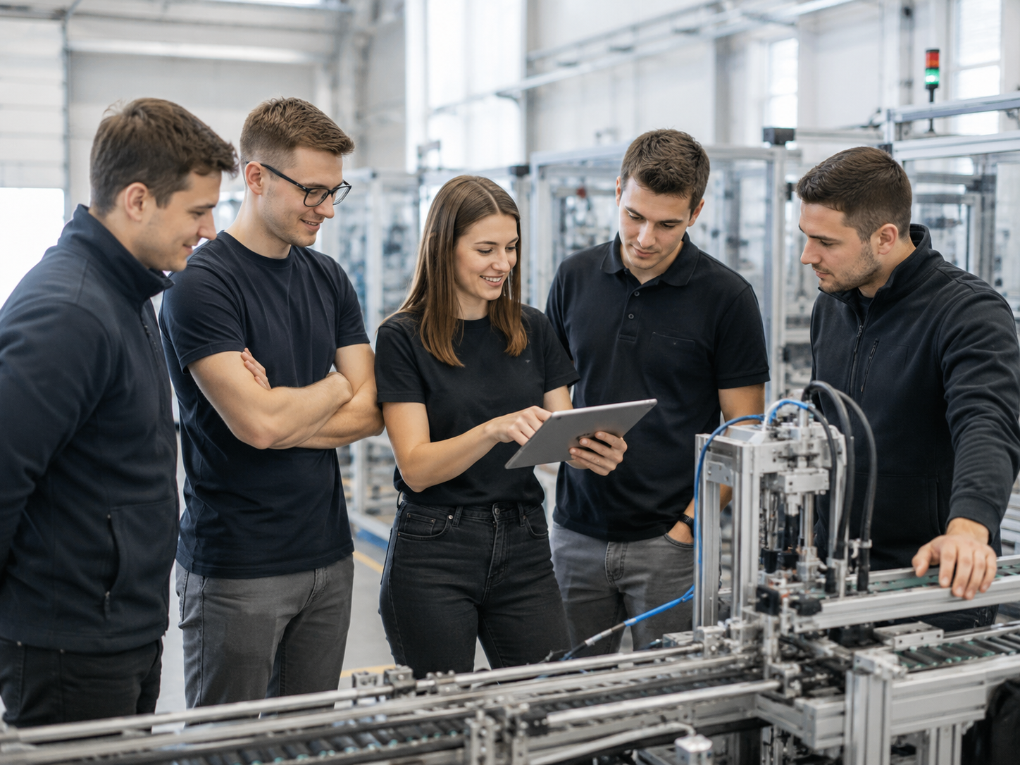 Echipă tehnică într-un mediu industrial