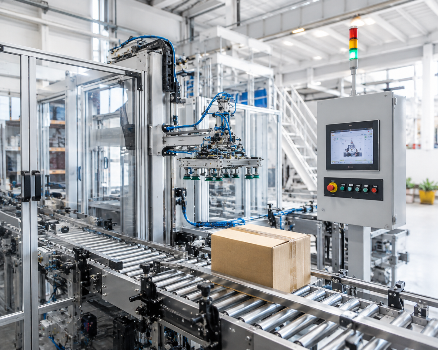 Linie automatizată într-un mediu industrial
